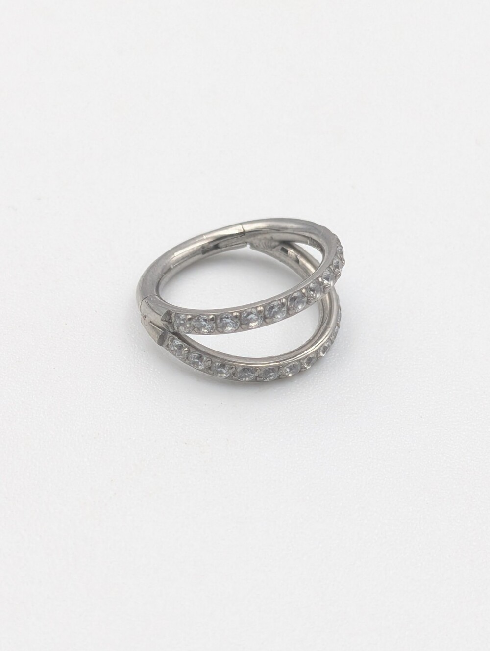 Diablo Organics titanium Double Row Clicker - Clear CZ (16g) 5/16